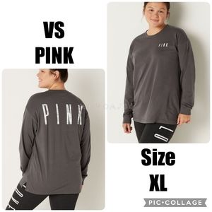 🎄 EUC VS PINK Dark Charcoal Grey Camo Logo Long Sleeve Campus Tee